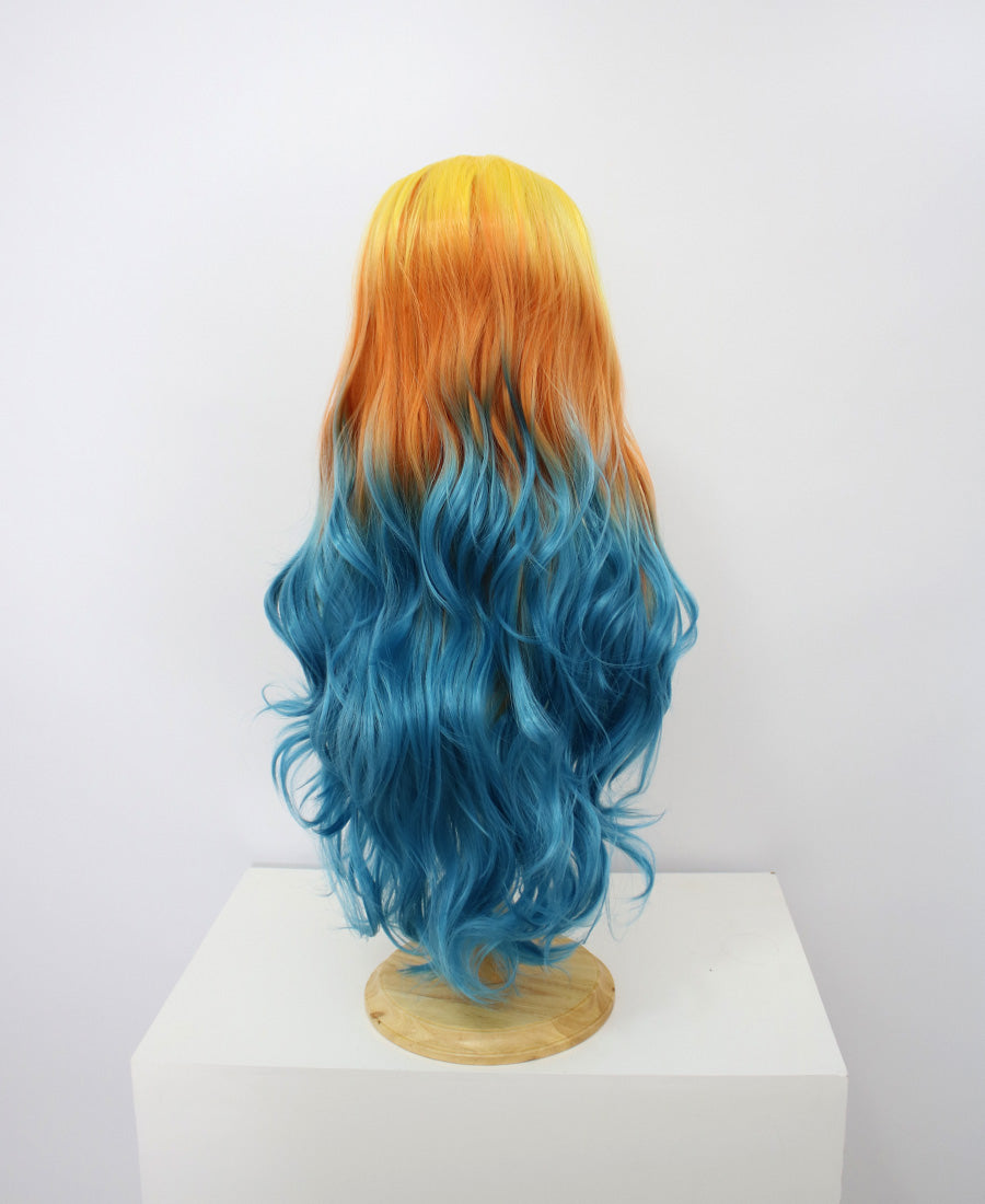 Freya-Blue And Orange Wavy Lace Frontal Synthetic Wigs