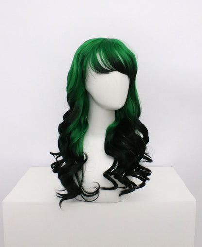 Mia-Green And Black Hard Frontal Synthetic Wigs