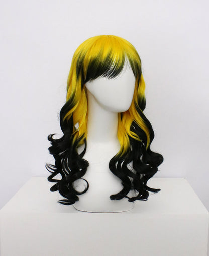 Mia-Yellow And Black Hard Frontal Synthetic Wigs