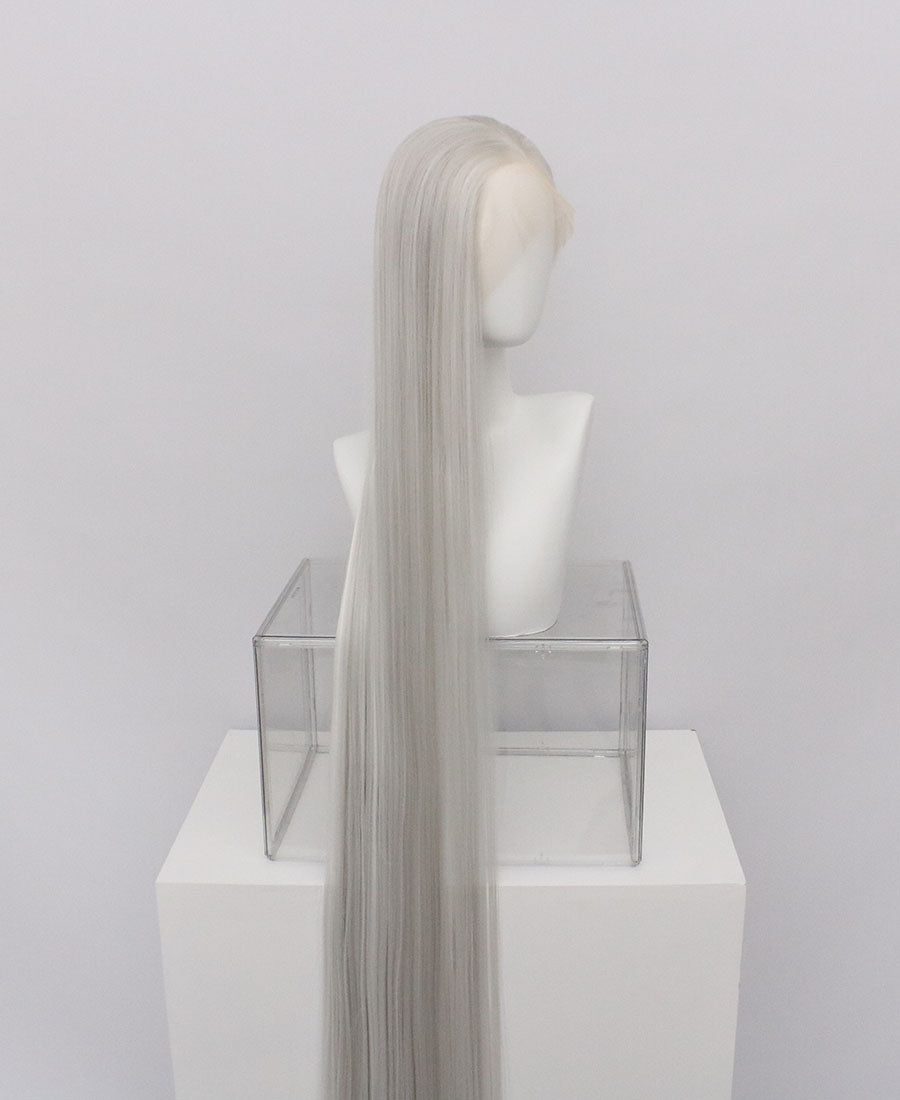 Zane-Grey And White Lace Frontal Synthetic Wigs Fashion straight long wig 65 inch wig