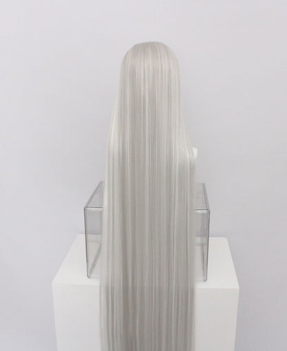 Zane-Grey And White Lace Frontal Synthetic Wigs Fashion straight long wig 65 inch wig