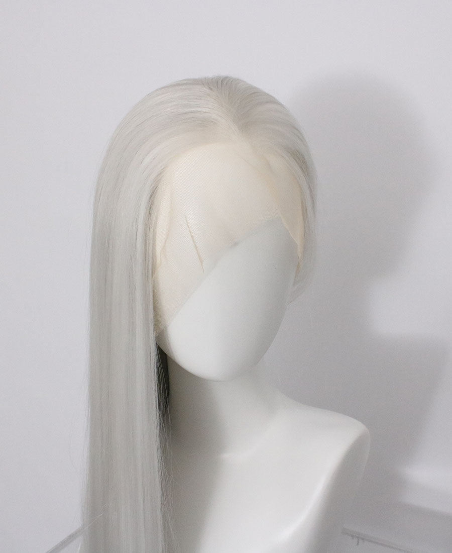 Zane-Grey And White Lace Frontal Synthetic Wigs Fashion straight long wig 65 inch wig