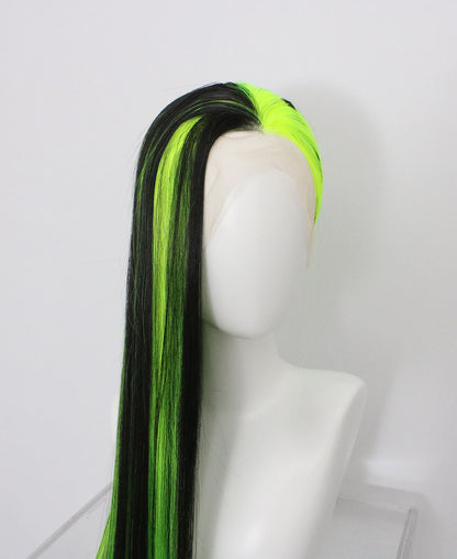 Zane-Black And Green Lace Frontal Synthetic Wigs