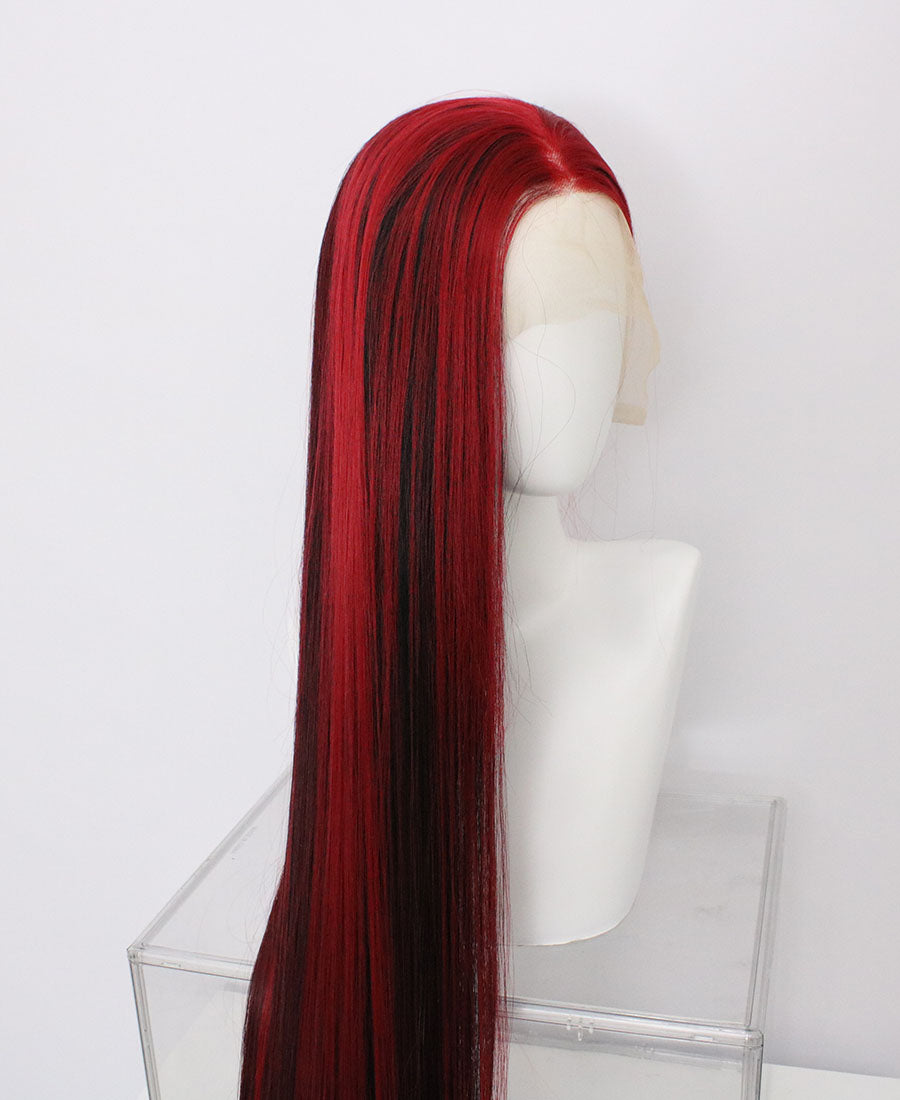 Zane-Black And Red Lace Frontal Synthetic Wigs Fashion wigs 65" inch wigs