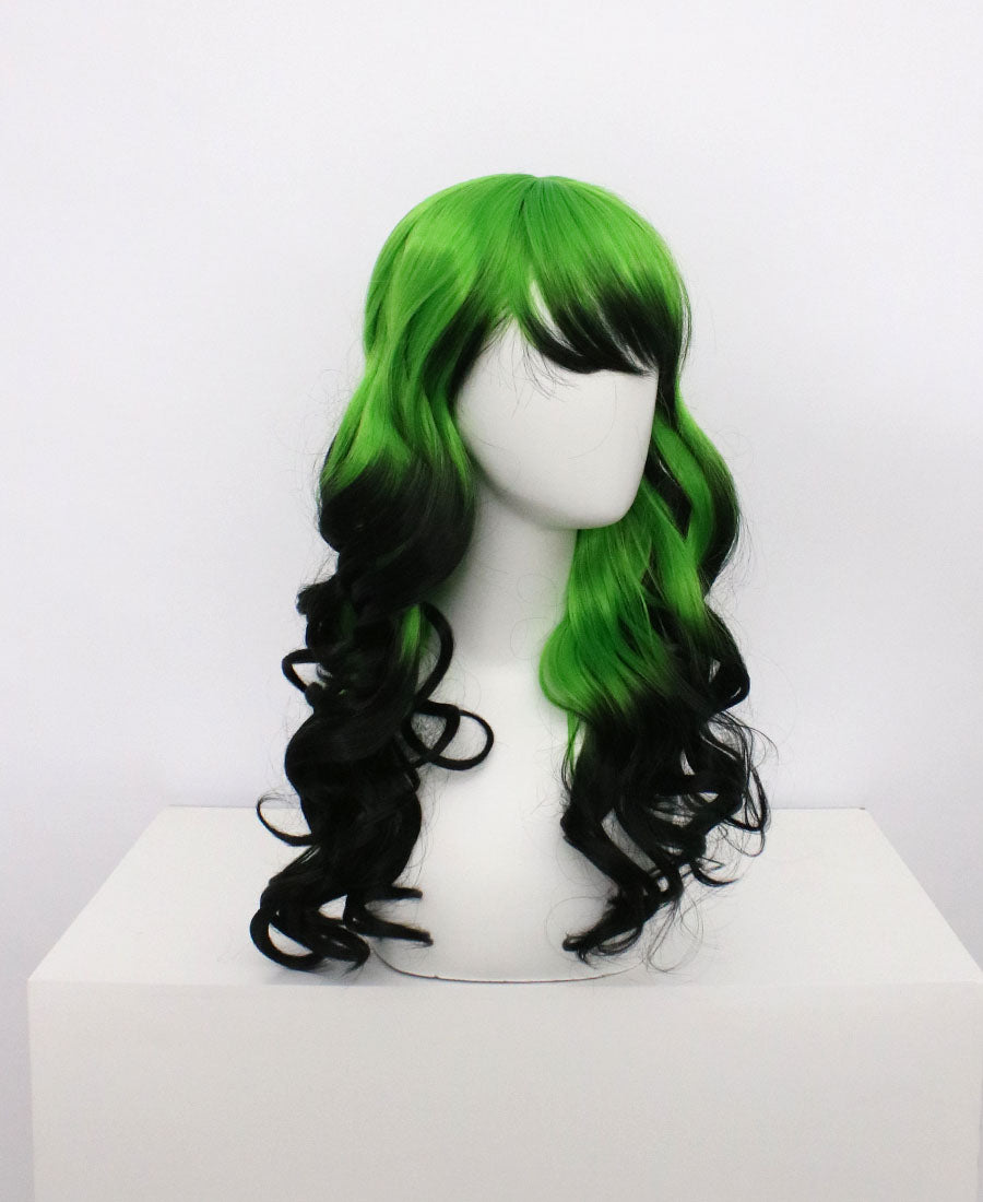 Mia-Green And Black Hard Frontal Synthetic Wigs