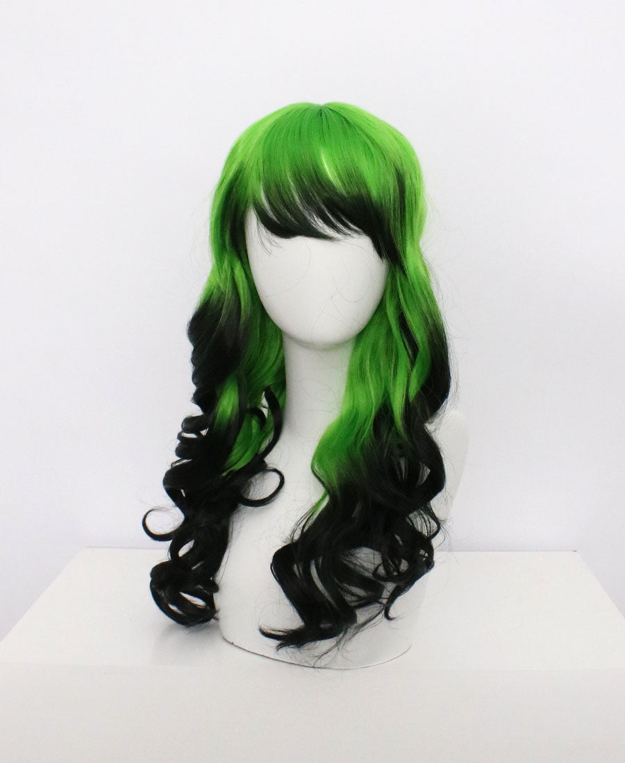 Mia-Green And Black Hard Frontal Synthetic Wigs