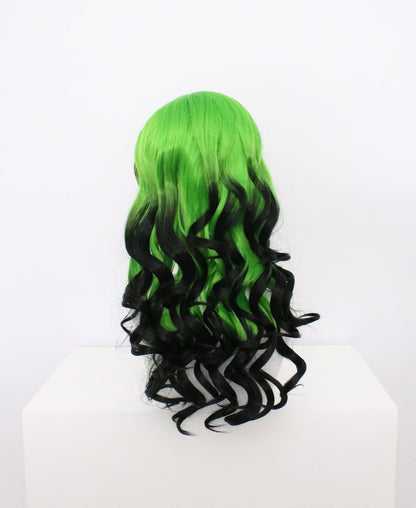 Mia-Green And Black Hard Frontal Synthetic Wigs