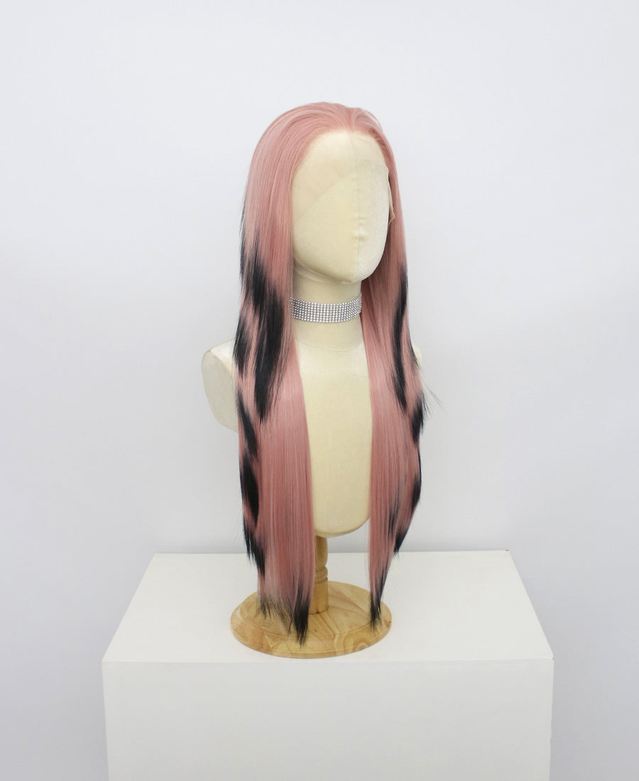 MGW-WM-Pink And Black Lace Frontal Synthetic Wigs