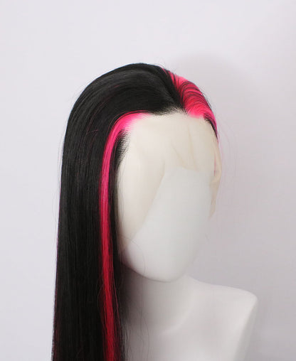 Zane-Black And Pink Lace Frontal Synthetic Wigs